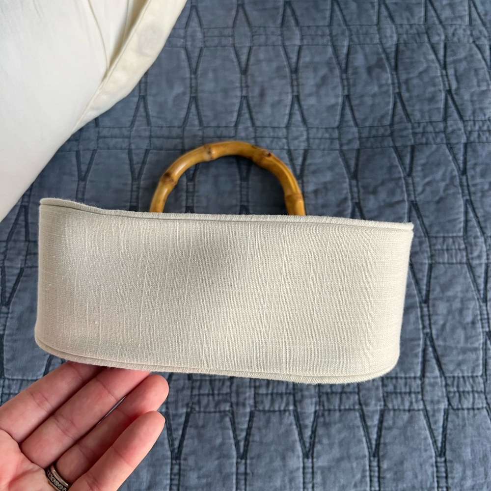 a new day Cream Mini Top-Handle Bag with Gold Embroidered Seashells - Picture 4 of 5
